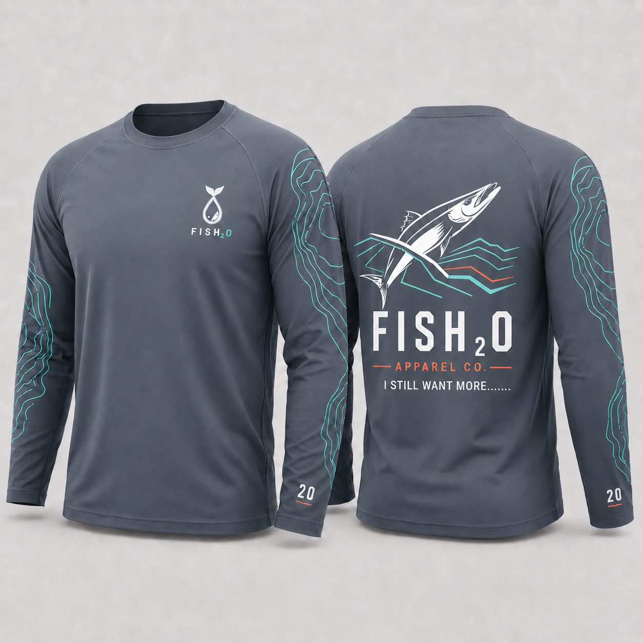 Fish2O River Runner performance tee, graphite colorway